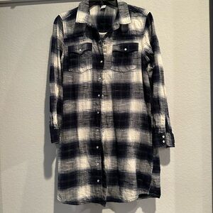 Old Navy Navy and Cream Checkered Mini Dress